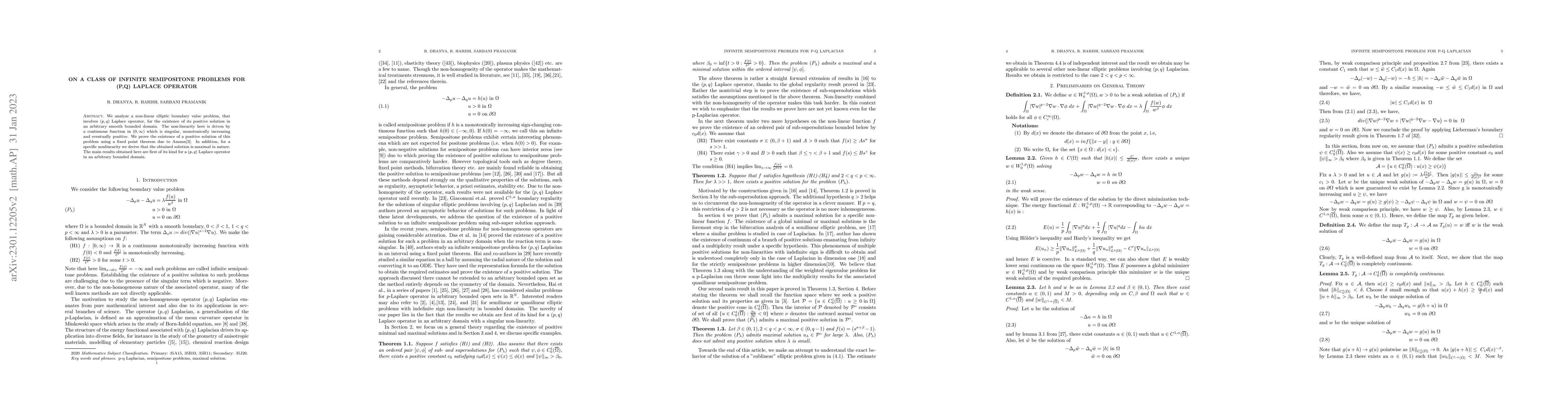 Thumbnail for On a class of infinite semipositone problems for (p,q) Laplace operator