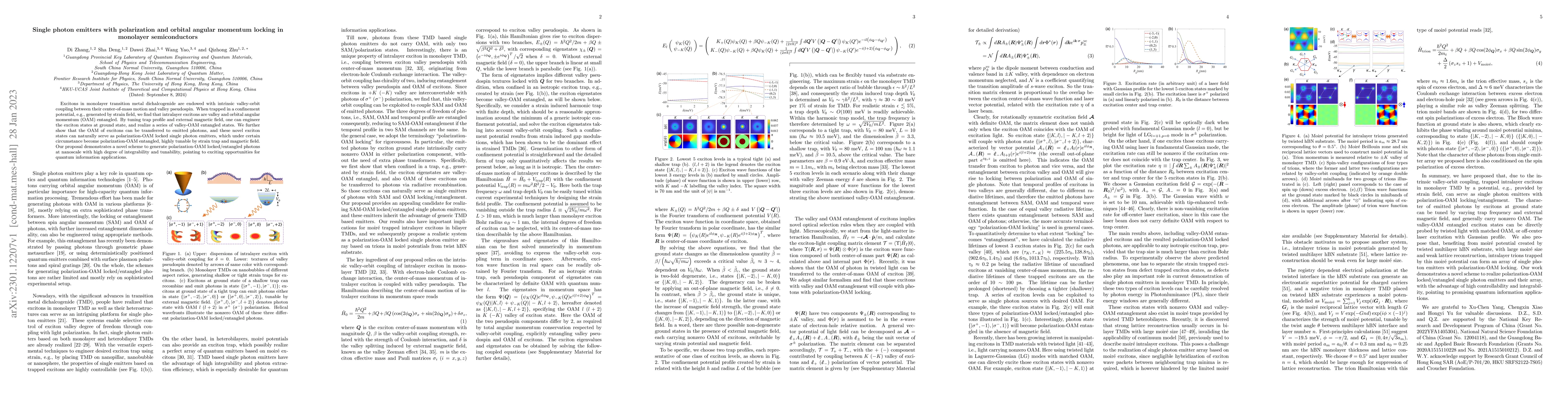Thumbnail for Single photon emitters with polarization and orbital angular momentum
  locking in monolayer semiconductors