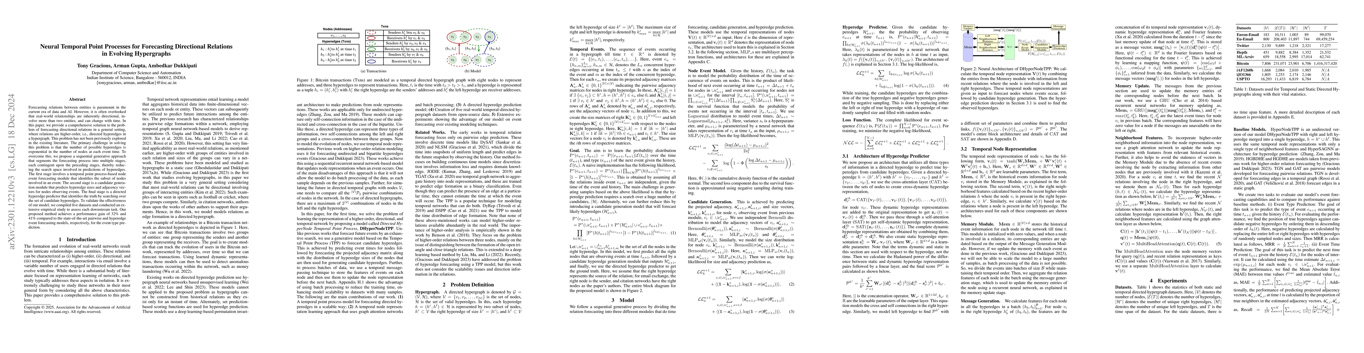 Thumbnail for Neural Temporal Point Process for Forecasting Higher Order and
  Directional Interactions