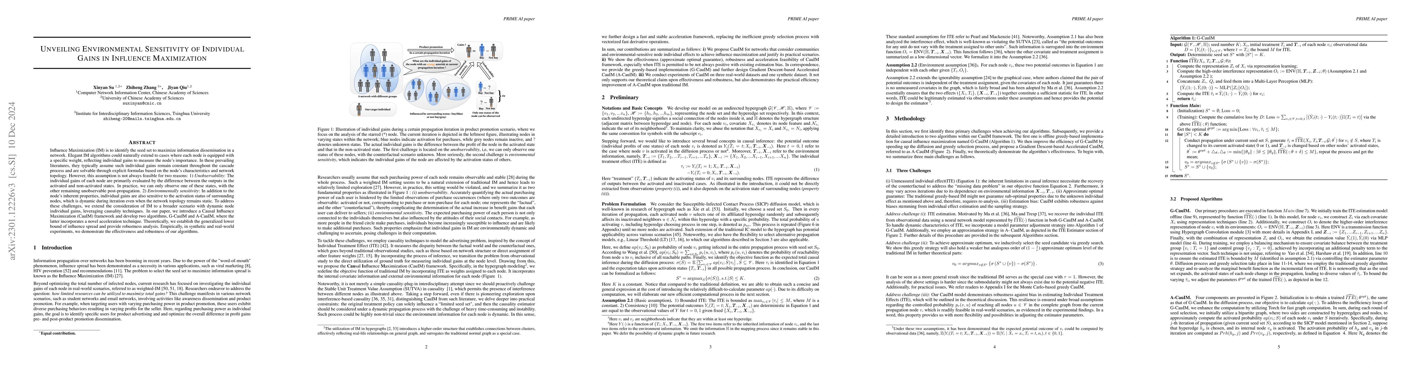 Thumbnail for Influence Maximization with Unknown Individual Effect on General Network