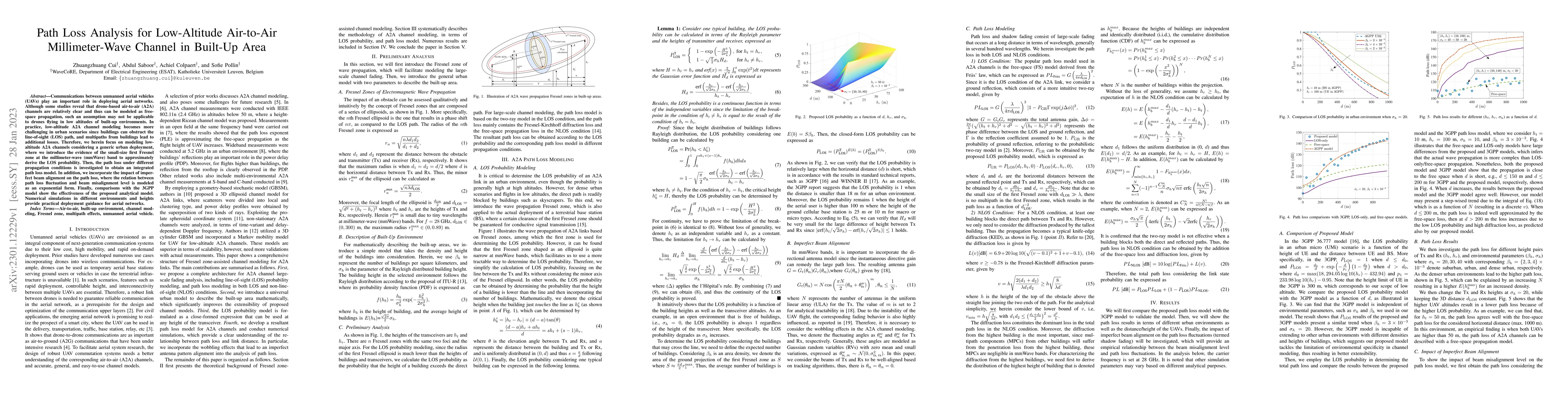 Thumbnail for Path Loss Analysis for Low-Altitude Air-to-Air Millimeter-Wave Channel
  in Built-Up Area