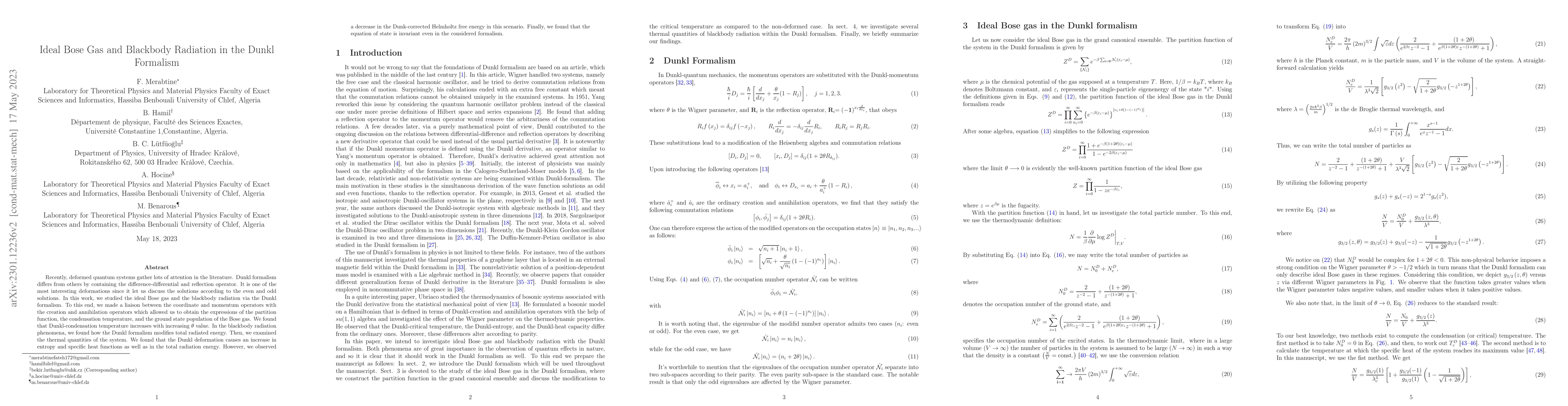 Thumbnail for Ideal Bose Gas and Blackbody Radiation in the Dunkl Formalism