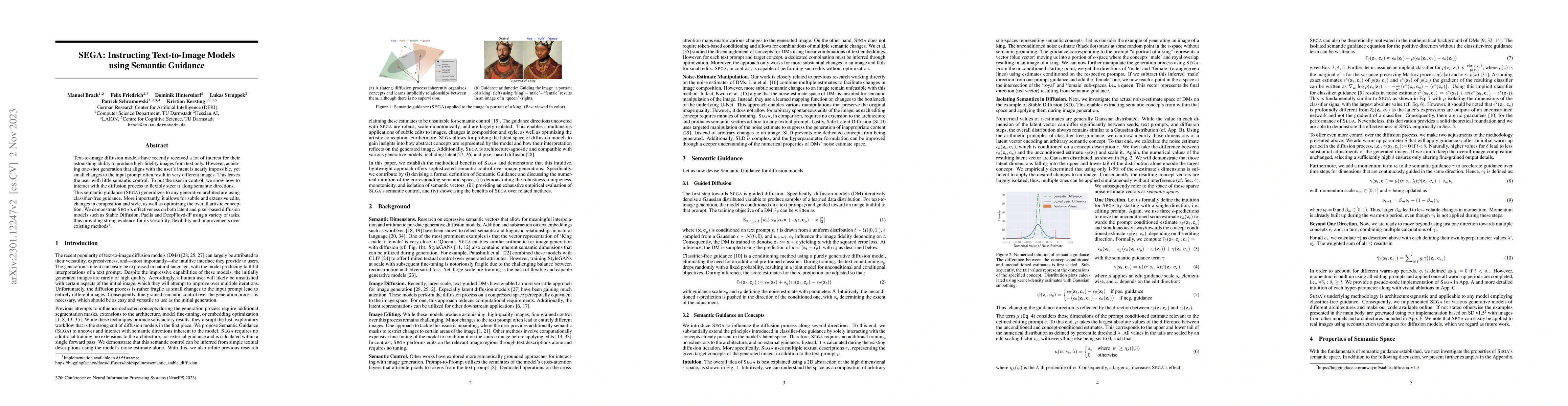 Thumbnail for SEGA: Instructing Text-to-Image Models using Semantic Guidance