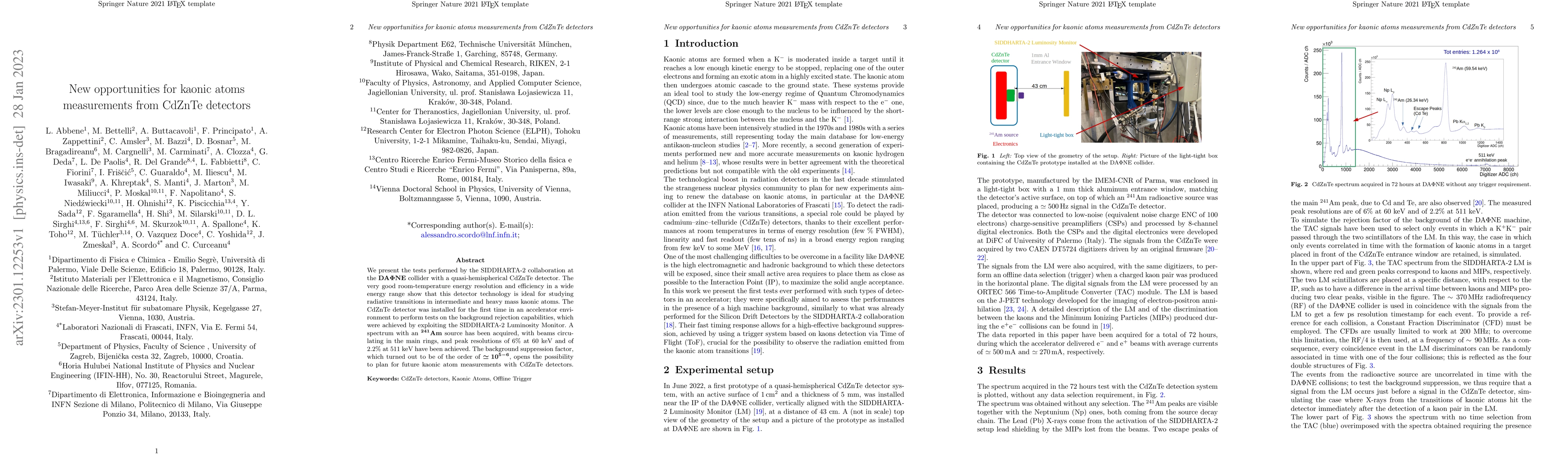 Thumbnail for New opportunities for kaonic atoms measurements from CdZnTe detectors