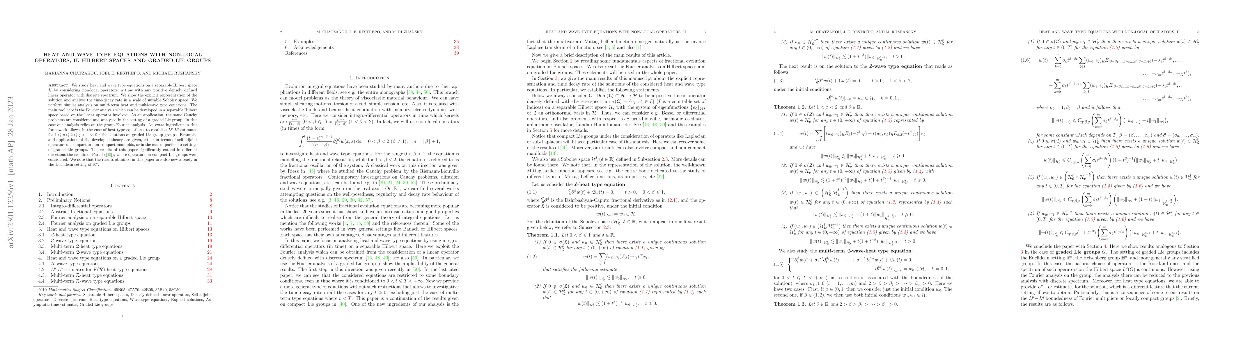 Thumbnail for Heat and wave type equations with non-local operators, II. Hilbert
  spaces and graded Lie groups
