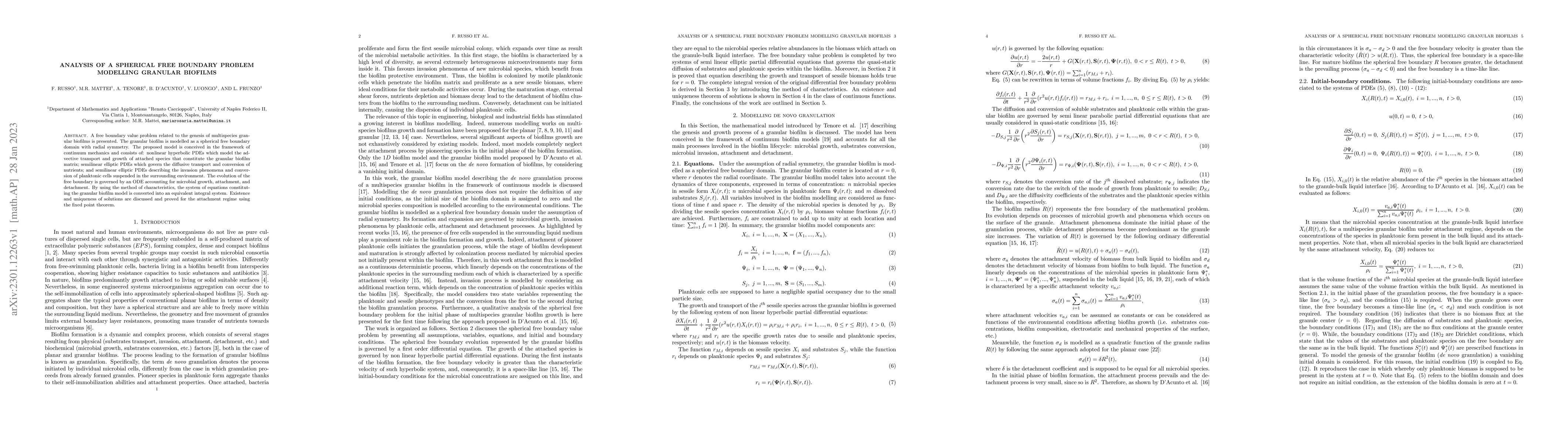 Thumbnail for Analysis of a spherical free boundary problem modelling granular
  biofilms
