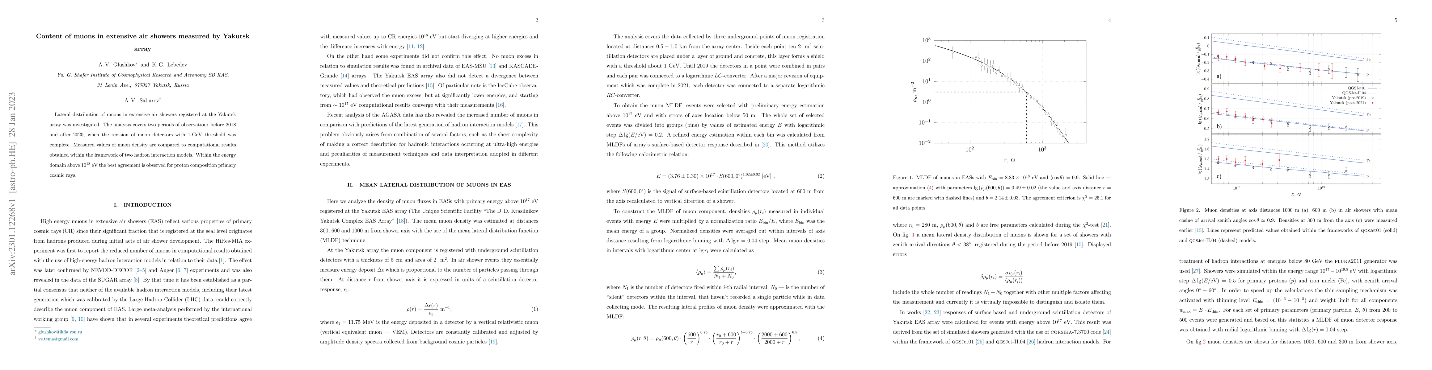 Thumbnail for Content of muons in extensive air showers measured by Yakutsk array