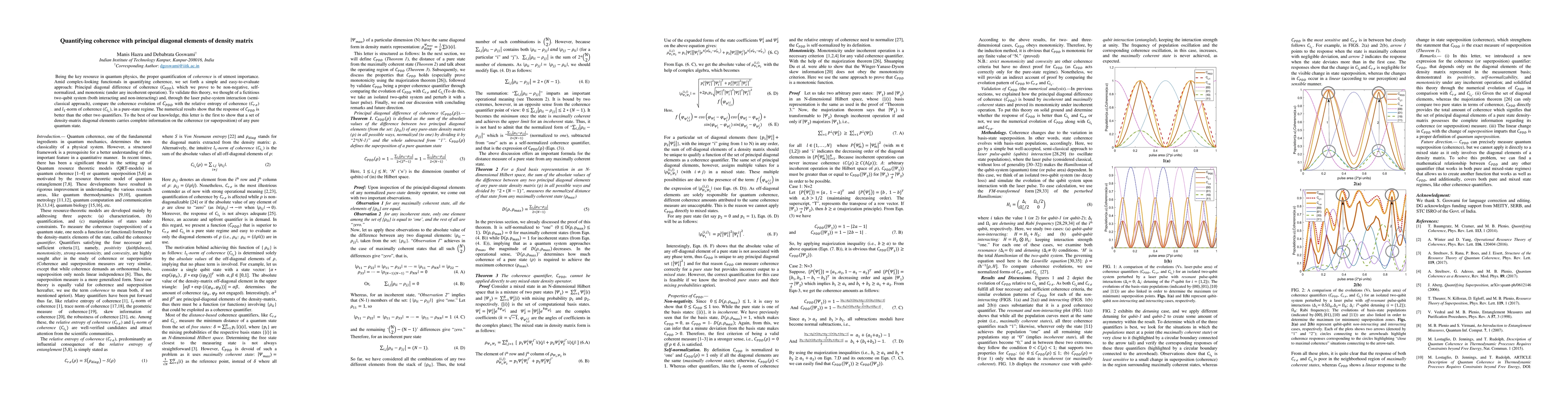 Thumbnail for Quantifying coherence with principal diagonal elements of density matrix
