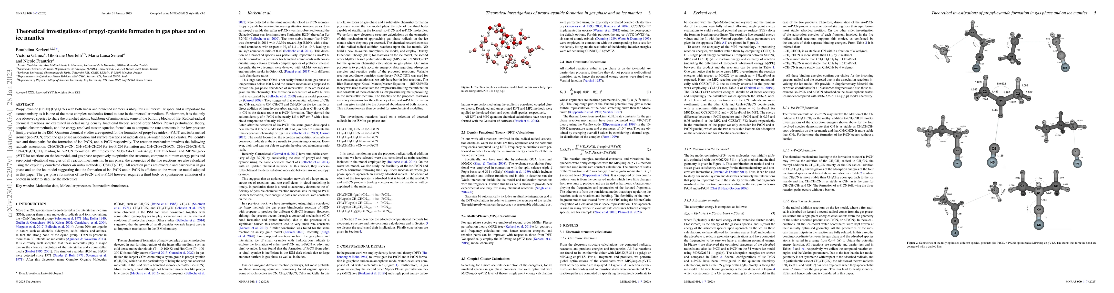Thumbnail for Theoretical investigations of propyl-cyanide formation in gas phase and
  on ice mantles
