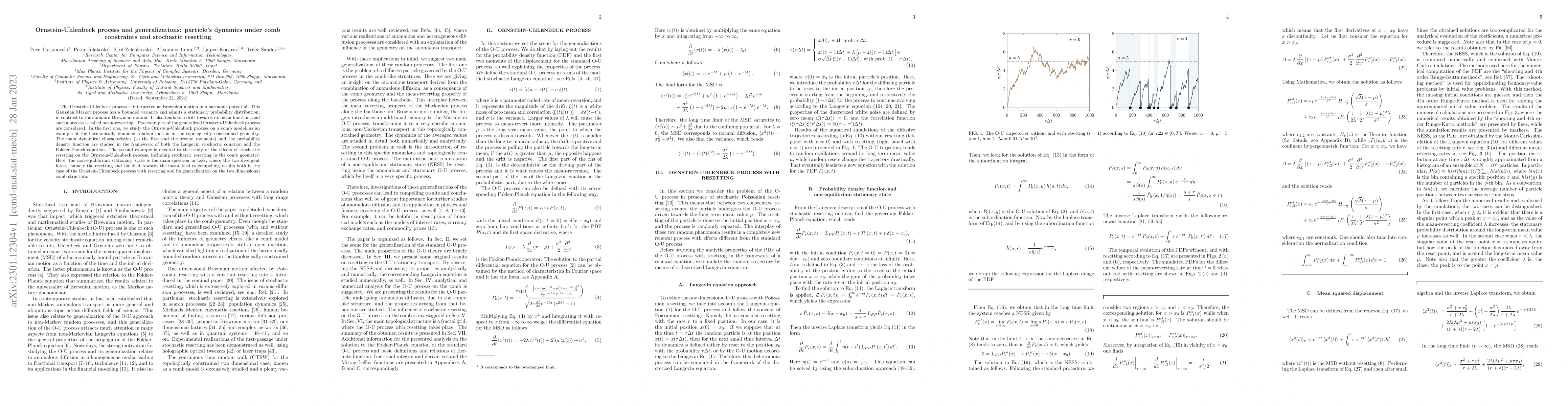 Thumbnail for Ornstein-Uhlenbeck process and generalizations: particle's dynamics
  under comb constraints and stochastic resetting