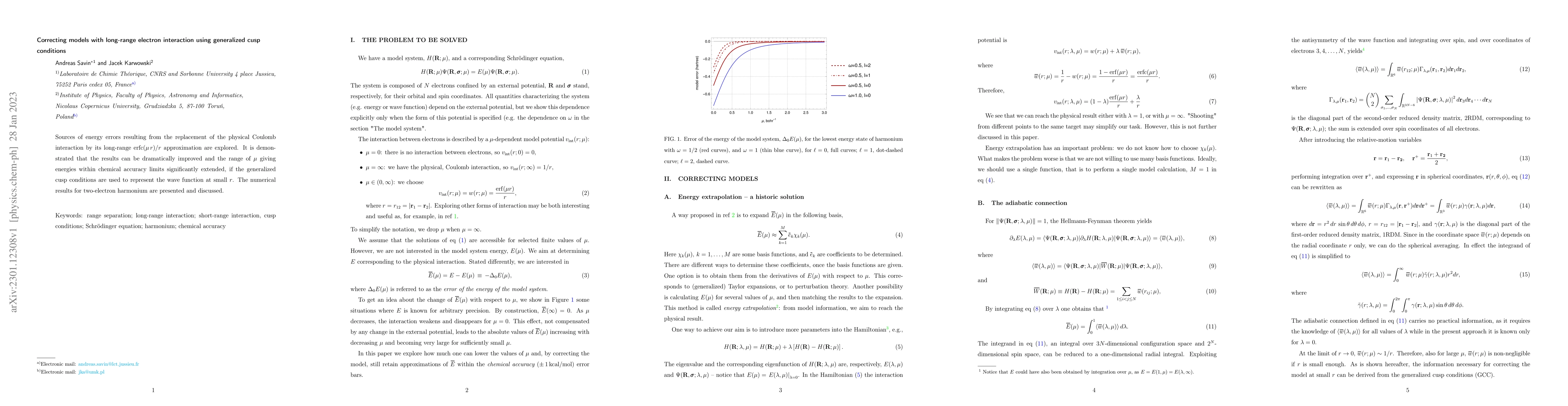 Thumbnail for Correcting models with long-range electron interaction using generalized
  cusp conditions