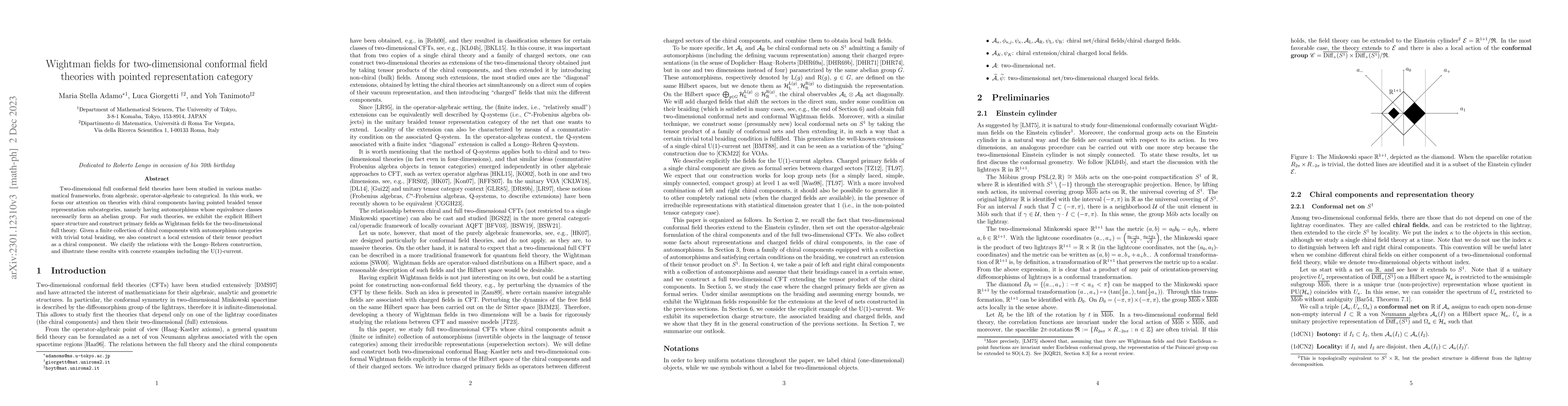 Thumbnail for Wightman fields for two-dimensional conformal field theories with
  pointed representation category