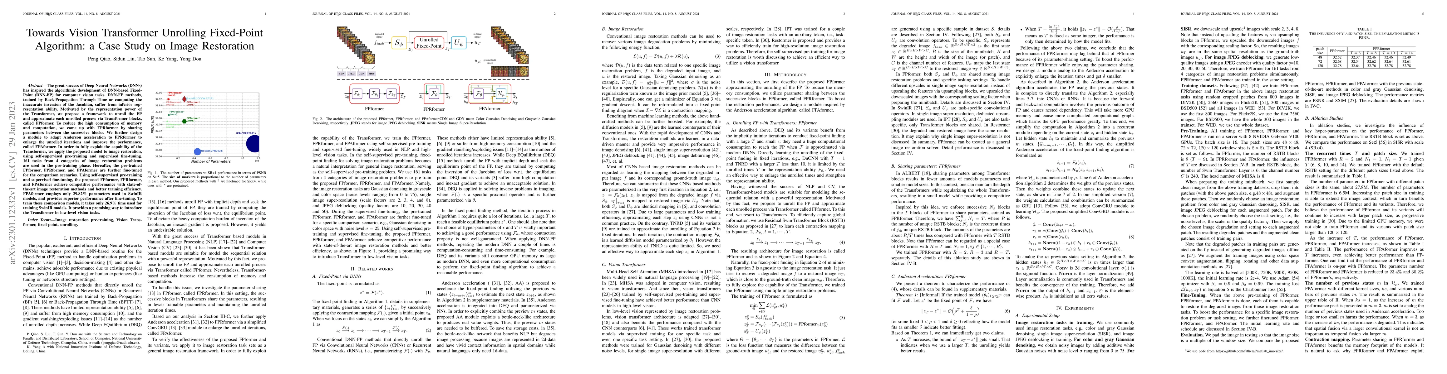 Thumbnail for Towards Vision Transformer Unrolling Fixed-Point Algorithm: a Case Study
  on Image Restoration