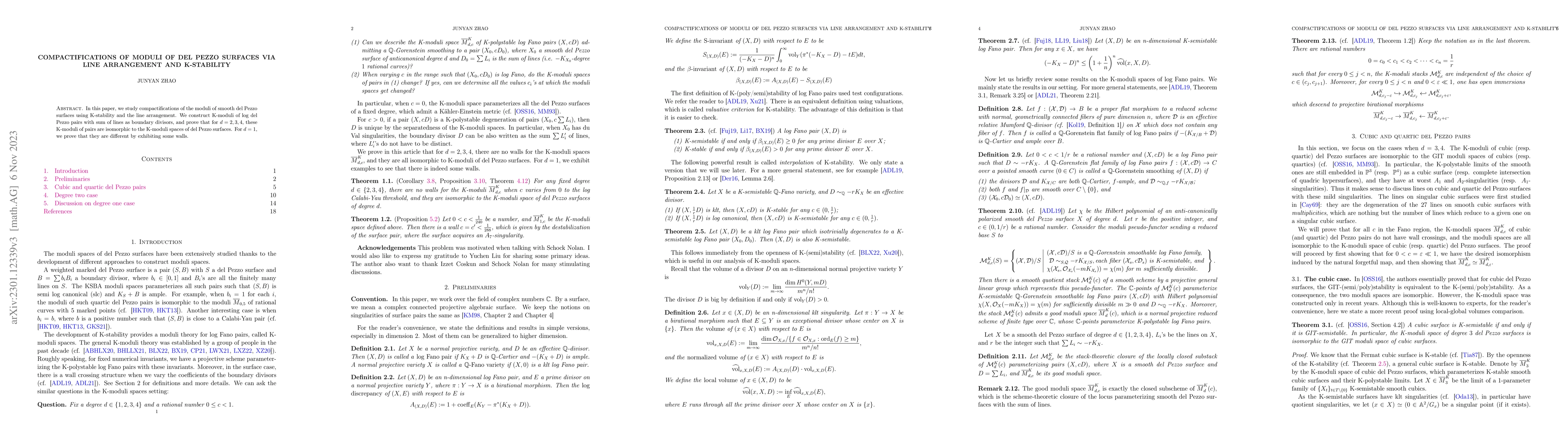 Thumbnail for Compactifications of moduli of del Pezzo surfaces via line arrangement
  and K-stability