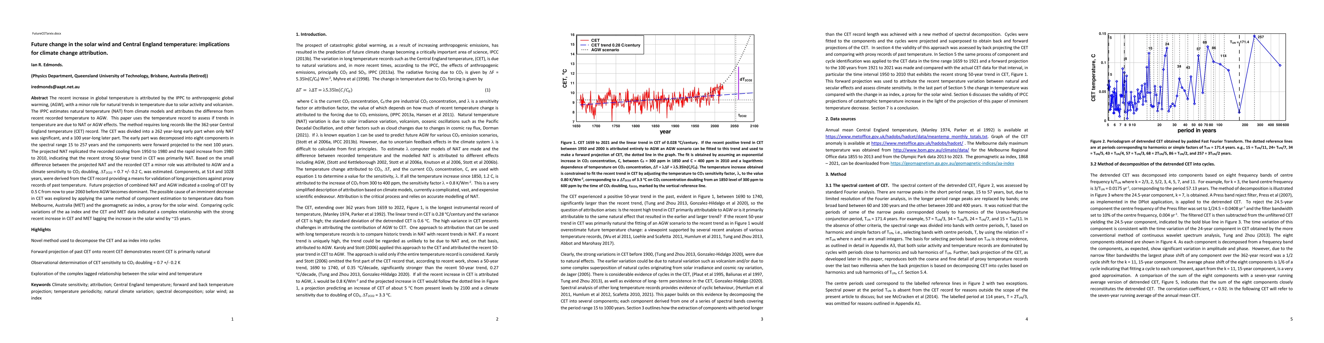 Thumbnail for Future change in the solar wind and Central England temperature:
  implications for climate change attribution