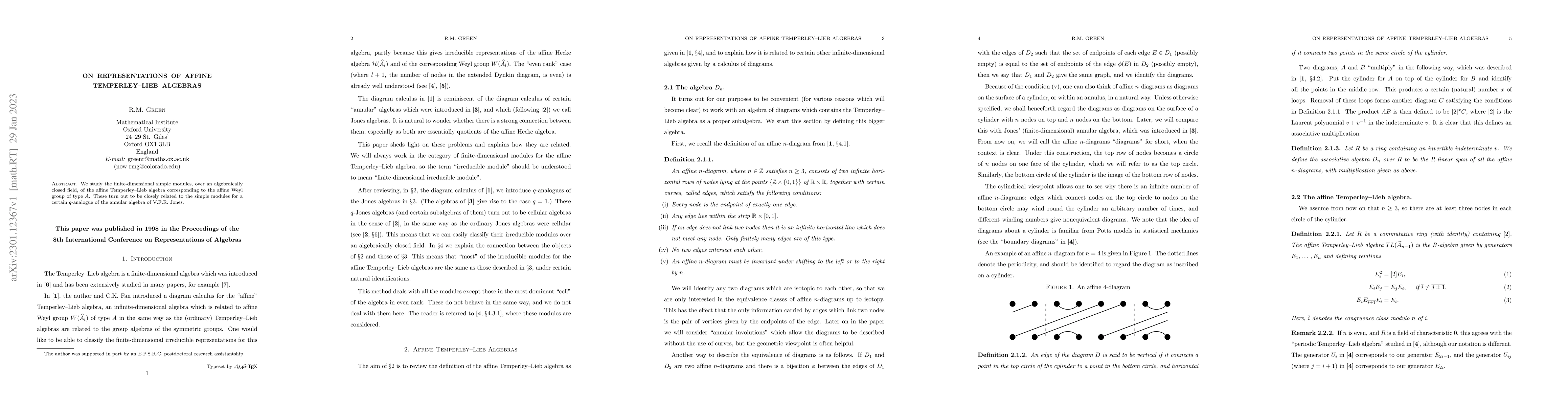 Thumbnail for On Representations of Affine Temperley--Lieb Algebras