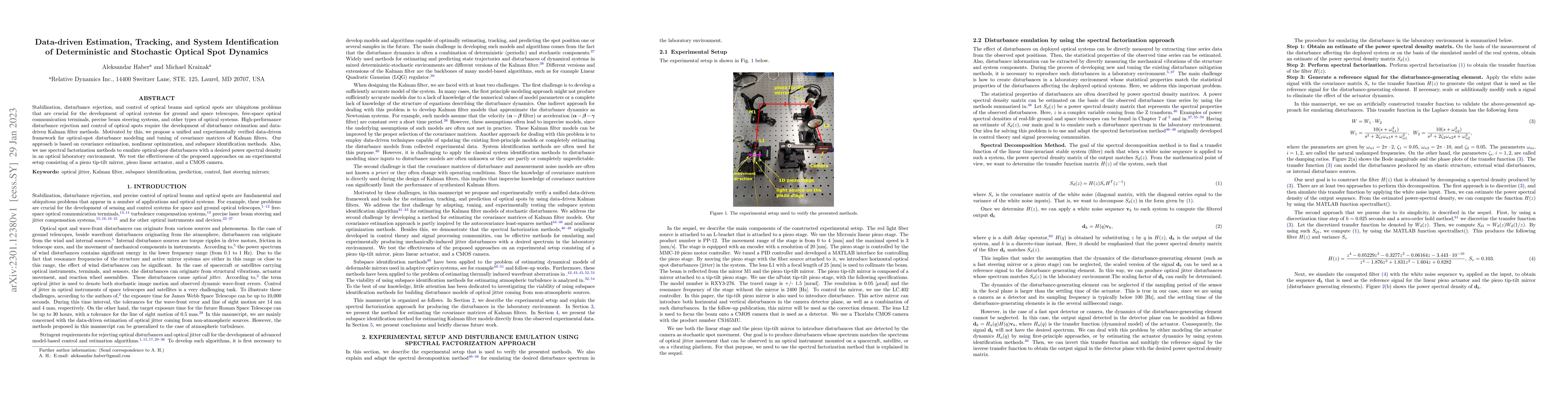 Thumbnail for Data-driven Estimation, Tracking, and System Identification of
  Deterministic and Stochastic Optical Spot Dynamics