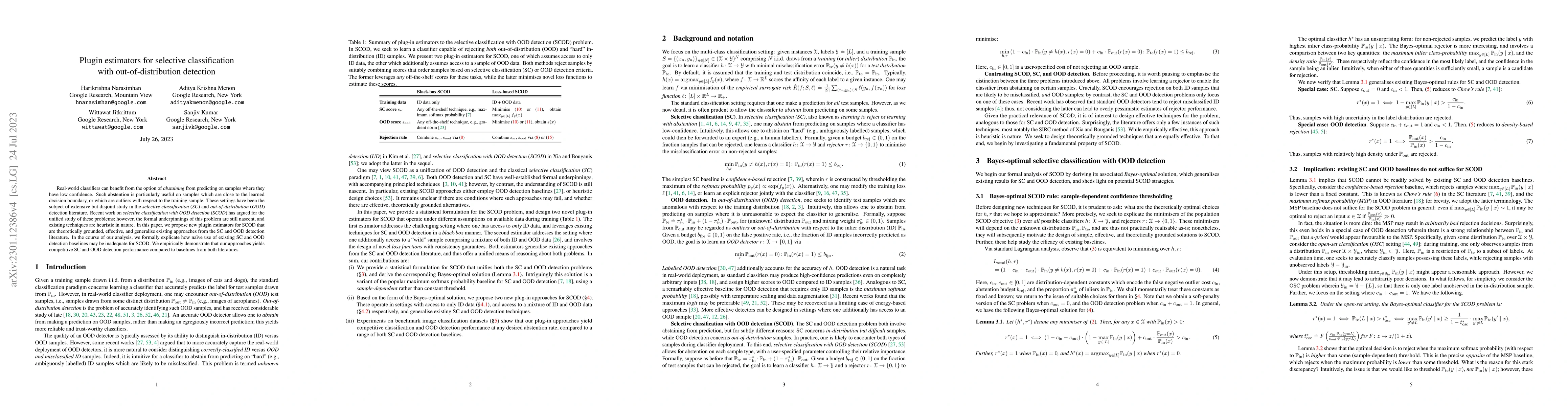 Thumbnail for Plugin estimators for selective classification with out-of-distribution
  detection