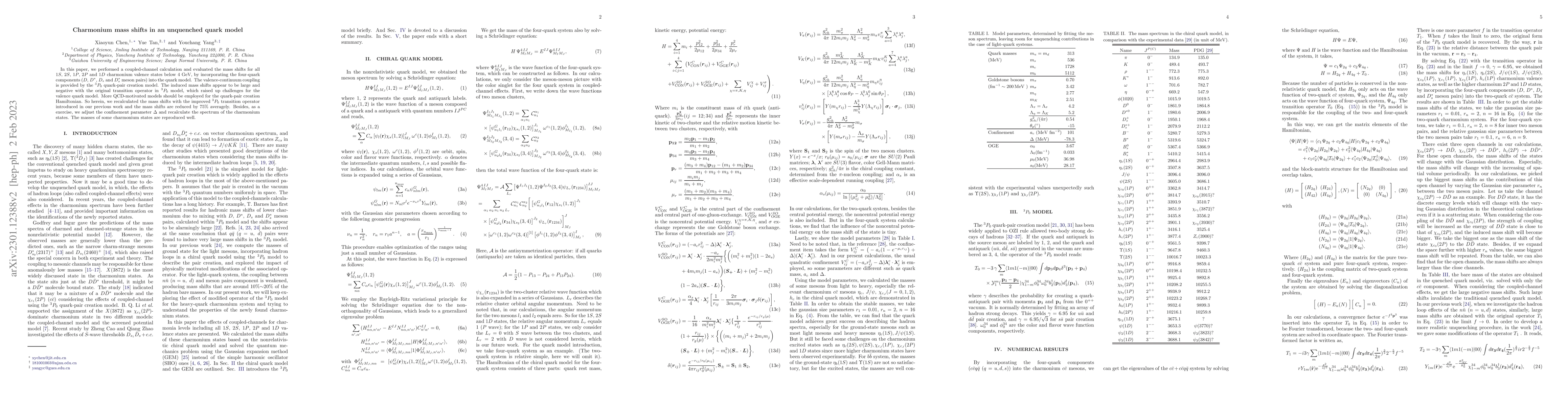 Thumbnail for Charmonium mass shifts in an unquenched quark model