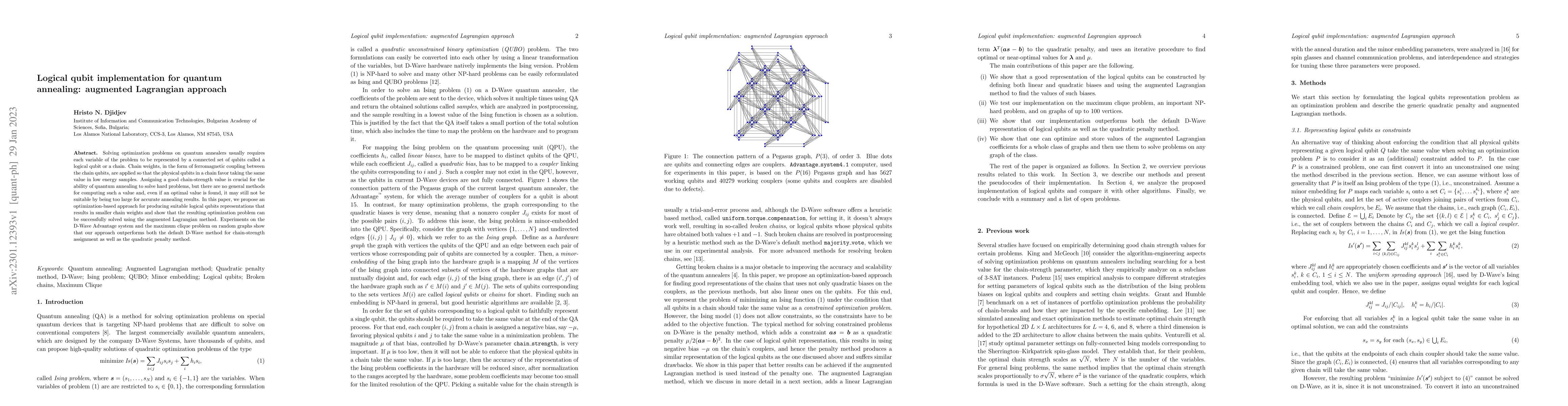 Thumbnail for Logical qubit implementation for quantum annealing: augmented Lagrangian
  approach