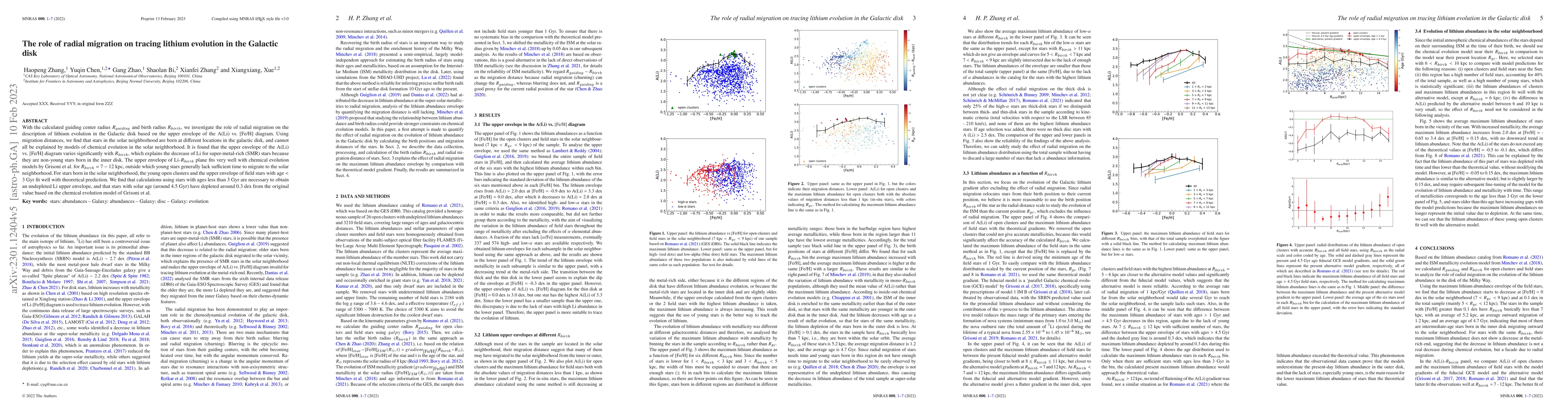 Thumbnail for The role of radial migration on tracing lithium evolution in the
  Galactic disk