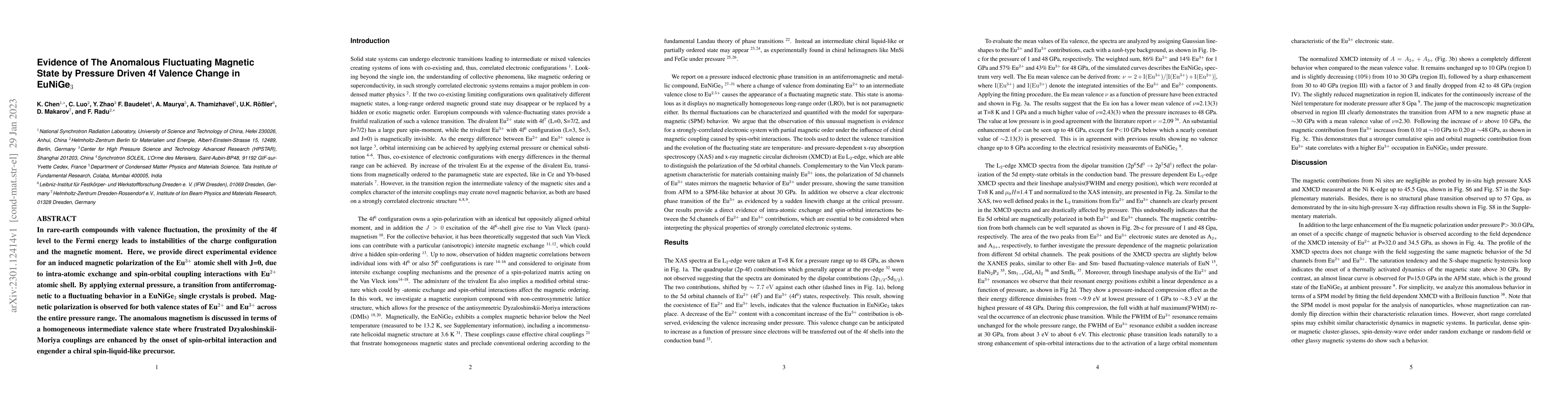 Thumbnail for Evidence of The Anomalous Fluctuating Magnetic State by Pressure Driven
  4f Valence Change in EuNiGe$_3$