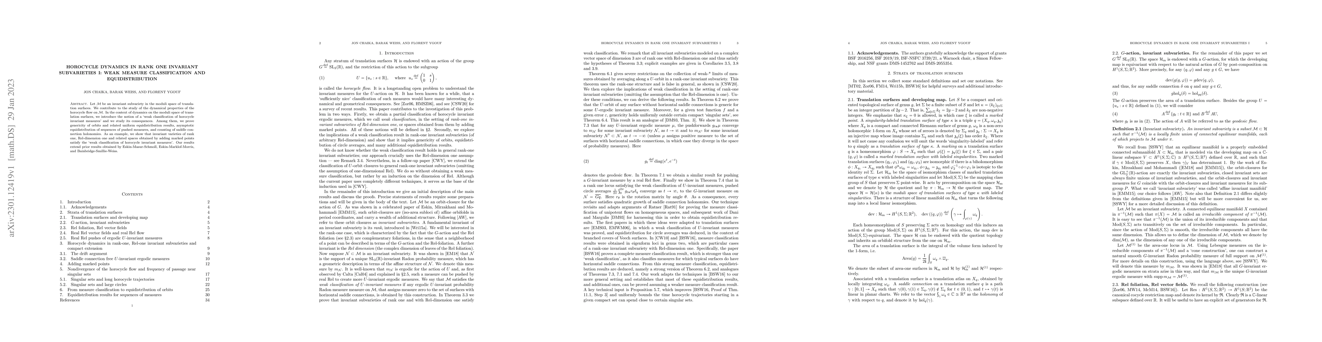 Thumbnail for Horocycle dynamics in rank one invariant subvarieties I: weak measure
  classification and equidistribution