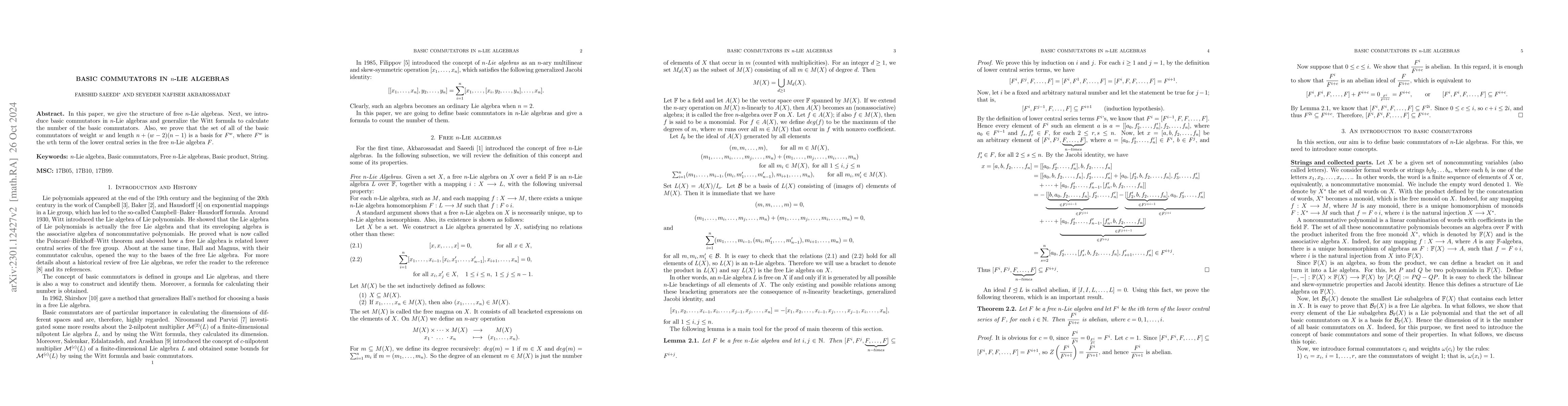 Thumbnail for Basic Commutators in n-Lie Algebras