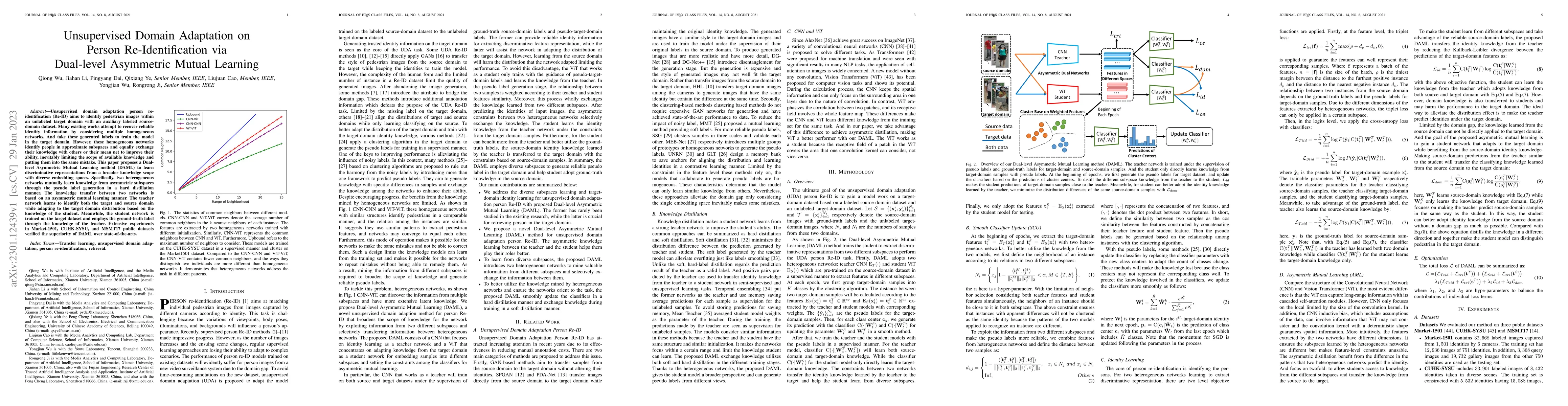 Thumbnail for Unsupervised Domain Adaptation on Person Re-Identification via
  Dual-level Asymmetric Mutual Learning