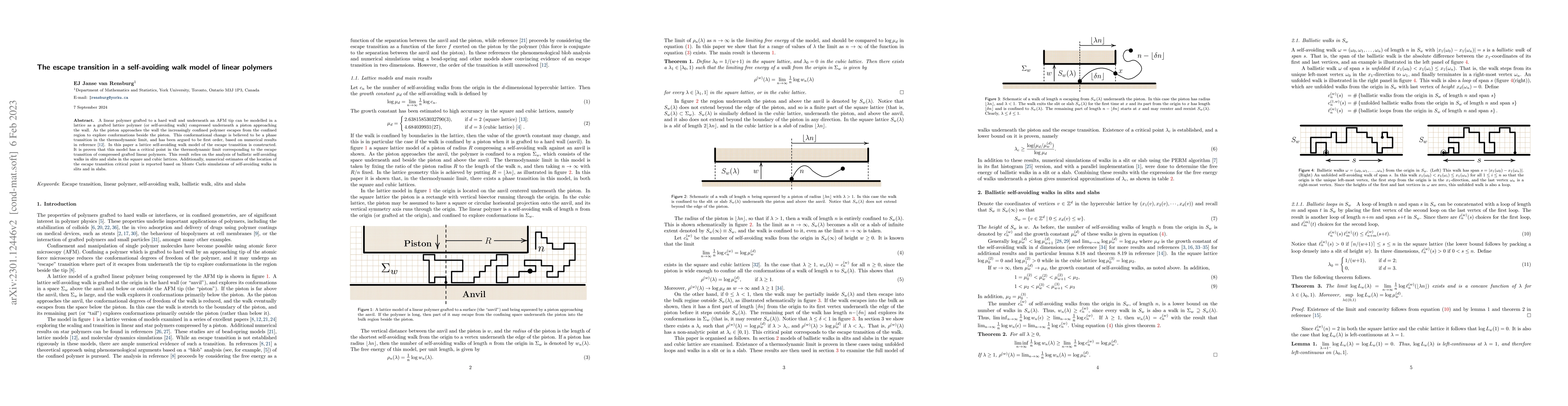 Thumbnail for The escape transition in a self-avoiding walk model of linear polymers