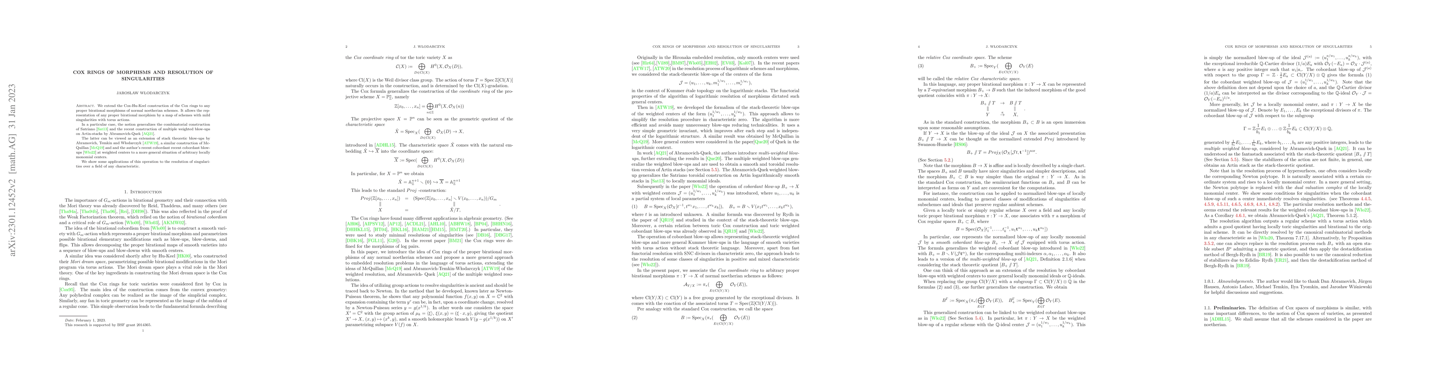 Thumbnail for Cox rings of morphisms and resolution of singularities