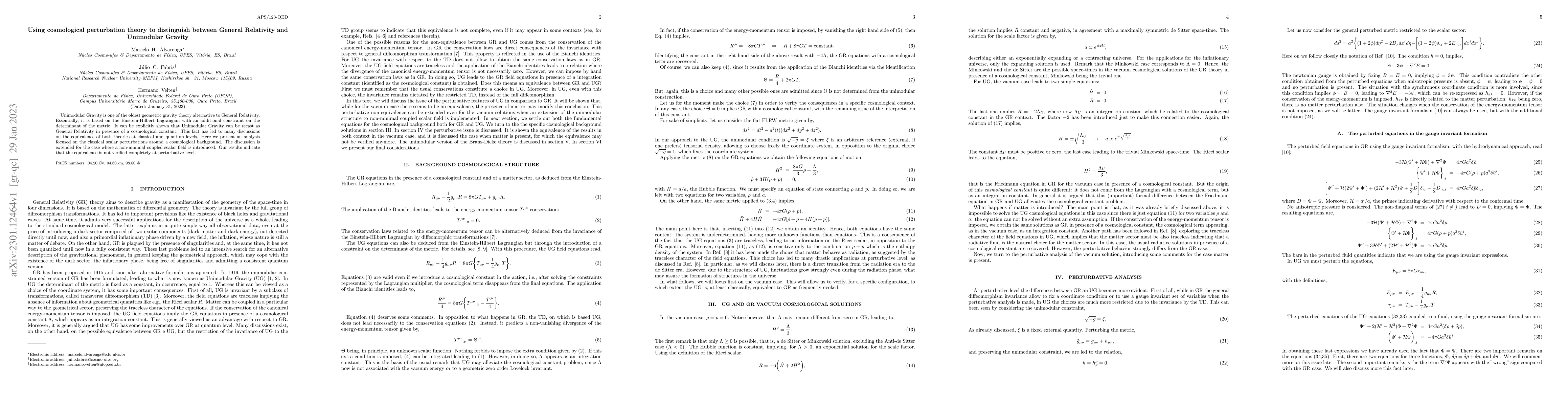 Thumbnail for Using cosmological perturbation theory to distinguish between General
  Relativity and Unimodular Gravity