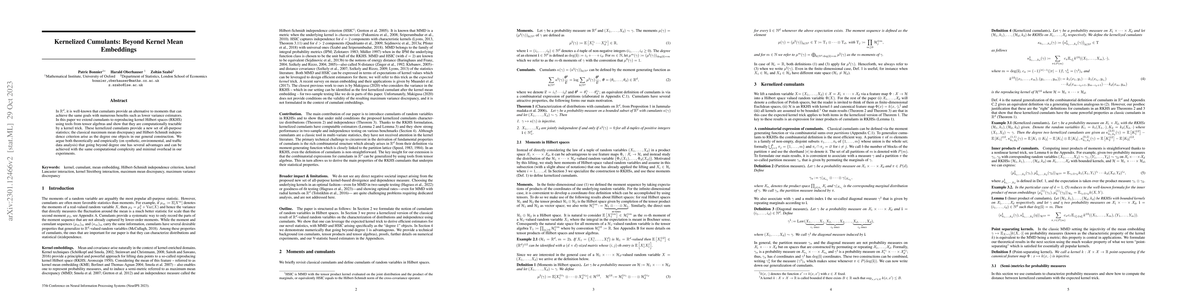 Thumbnail for Kernelized Cumulants: Beyond Kernel Mean Embeddings