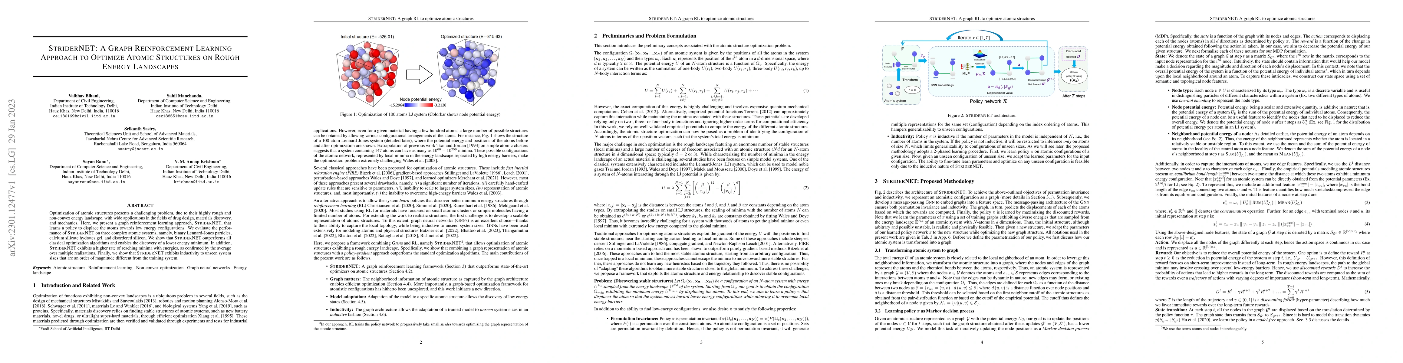 Thumbnail for StriderNET: A Graph Reinforcement Learning Approach to Optimize Atomic
  Structures on Rough Energy Landscapes