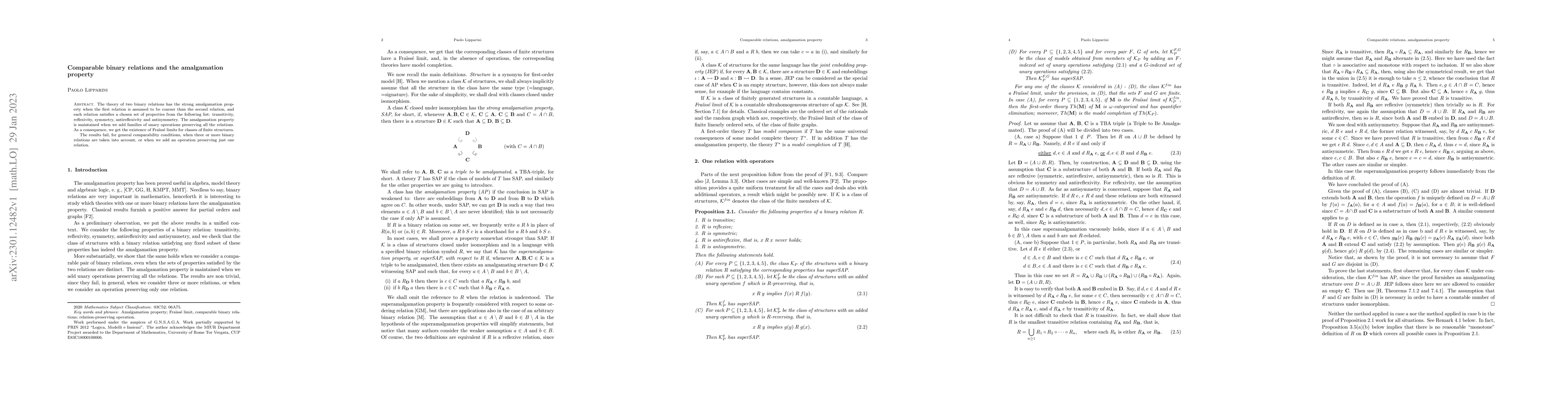 Thumbnail for Comparable binary relations and the amalgamation property