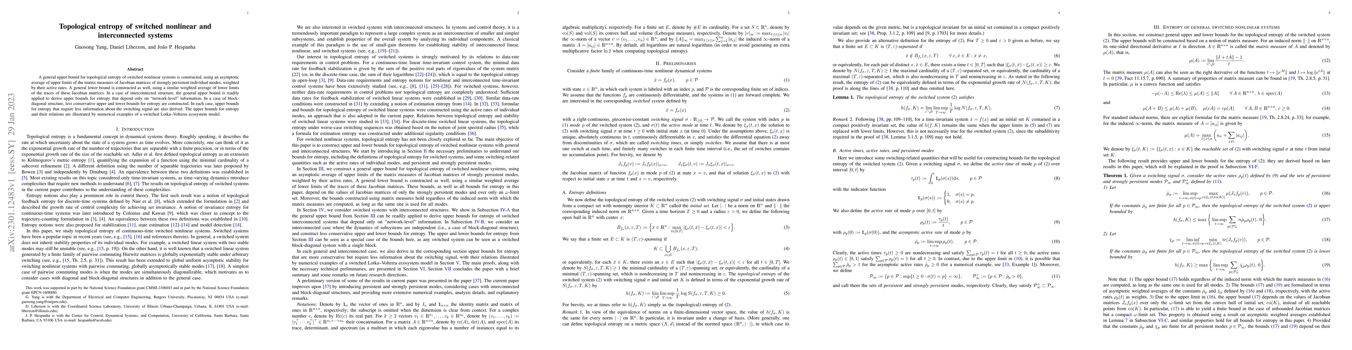 Thumbnail for Topological entropy of switched nonlinear and interconnected systems