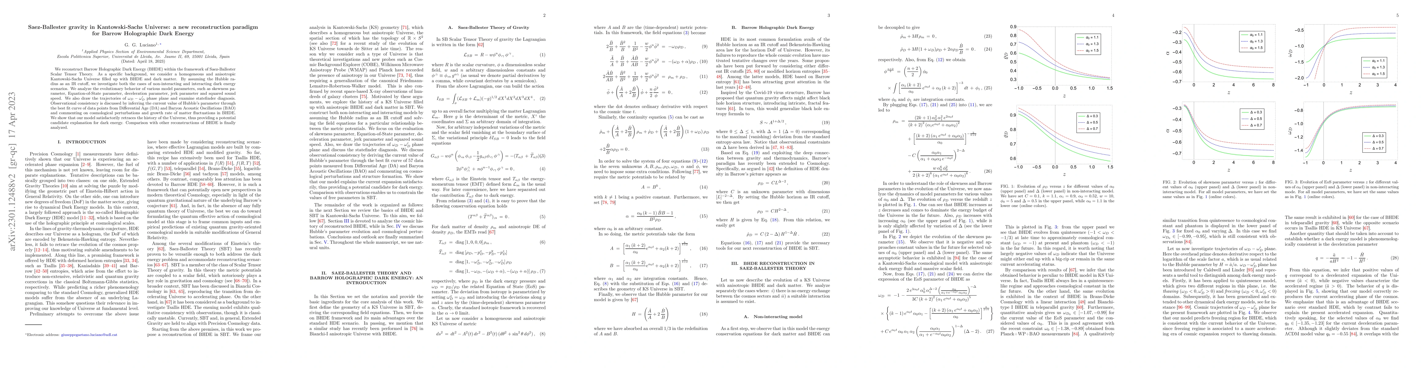 Thumbnail for Saez-Ballester gravity in Kantowski-Sachs Universe: a new reconstruction
  paradigm for Barrow Holographic Dark Energy