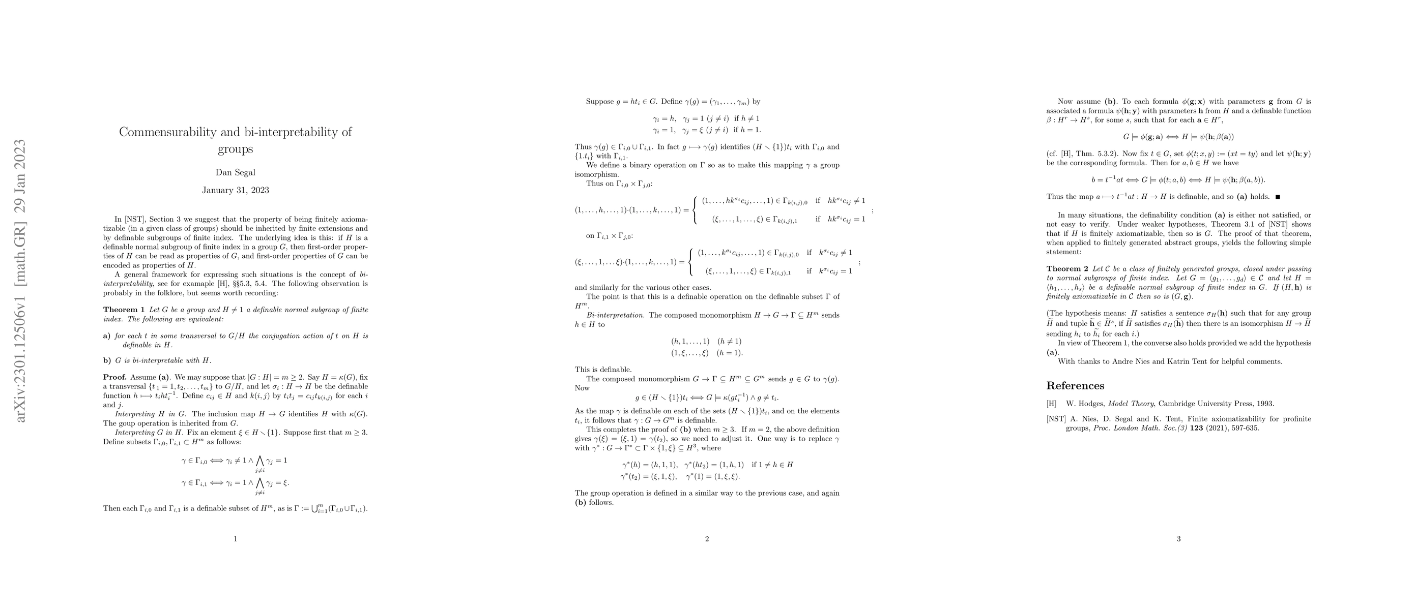 Thumbnail for Commensurability and bi-interpretability of groups