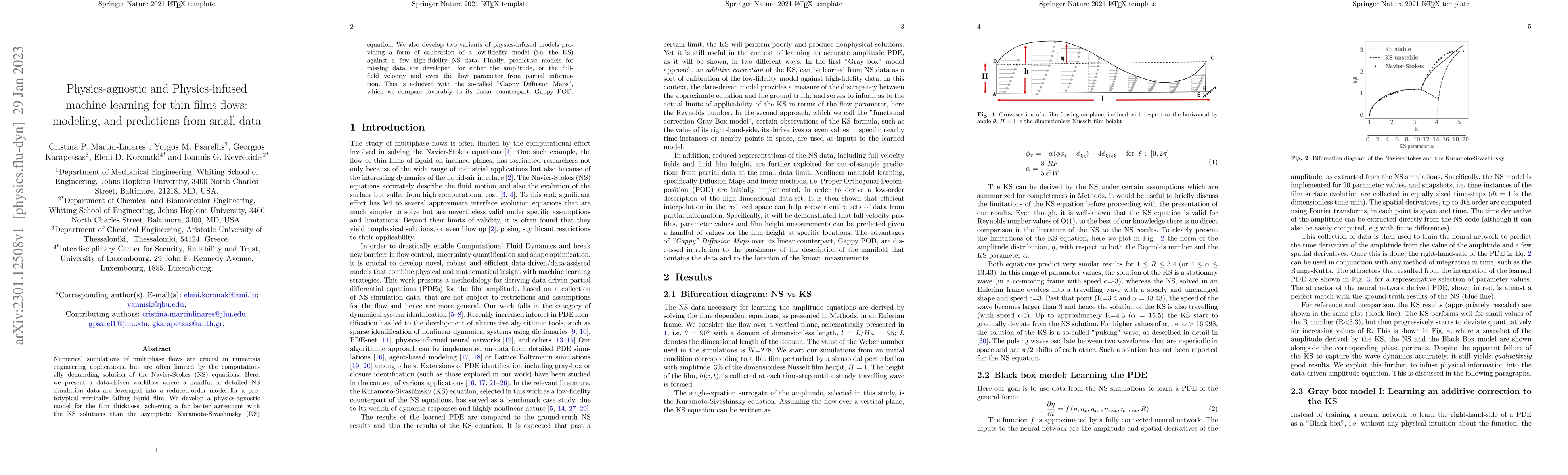Thumbnail for Physics-agnostic and Physics-infused machine learning for thin films
  flows: modeling, and predictions from small data