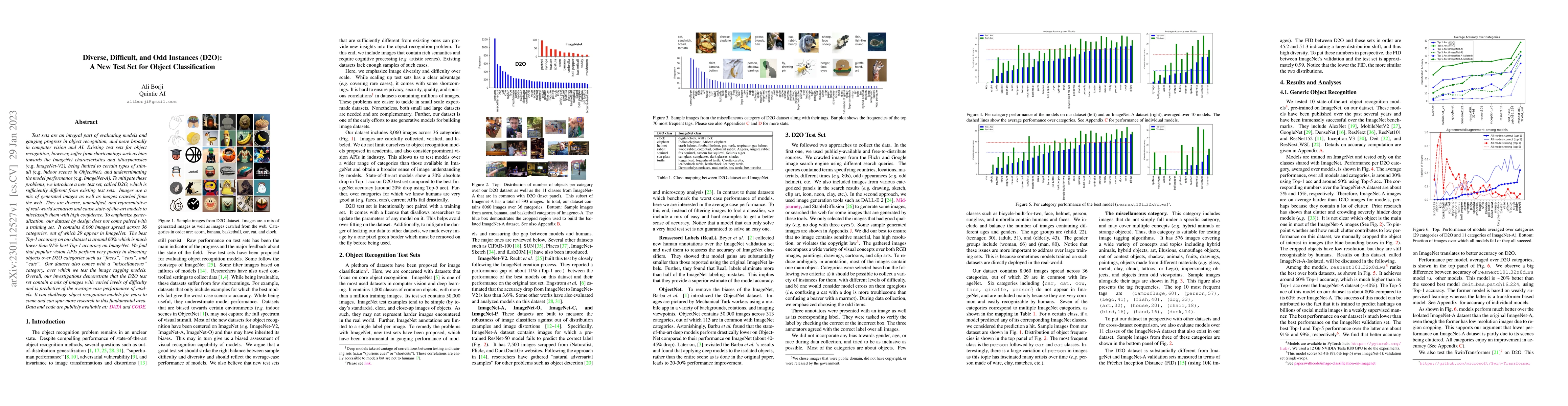 Thumbnail for Diverse, Difficult, and Odd Instances (D2O): A New Test Set for Object
  Classification