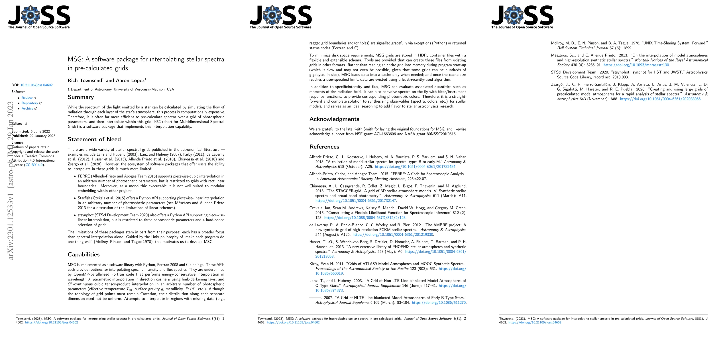 Thumbnail for MSG: A software package for interpolating stellar spectra in
  pre-calculated grids