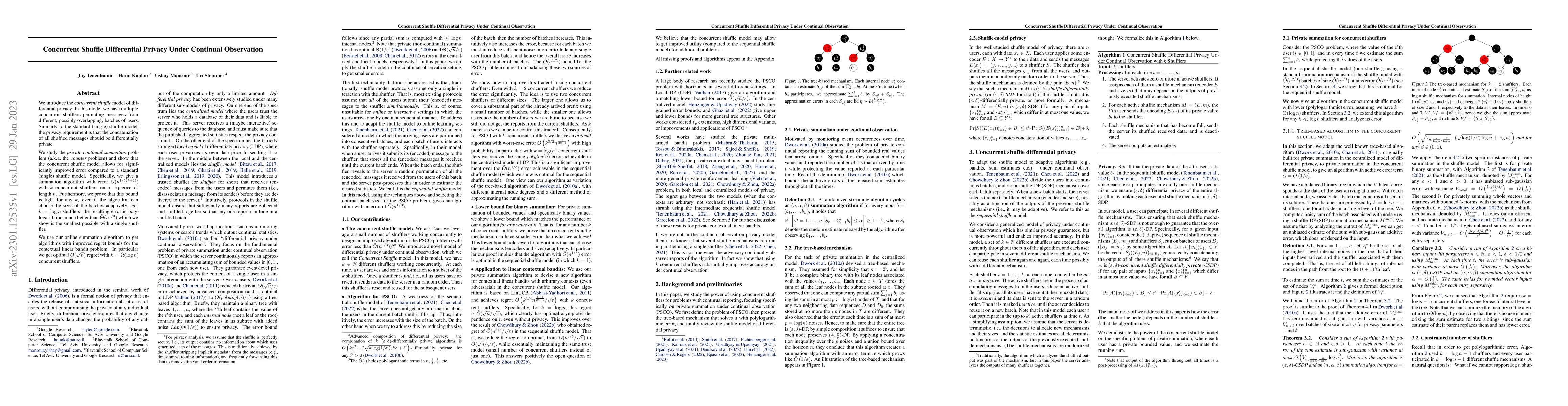 Thumbnail for Concurrent Shuffle Differential Privacy Under Continual Observation