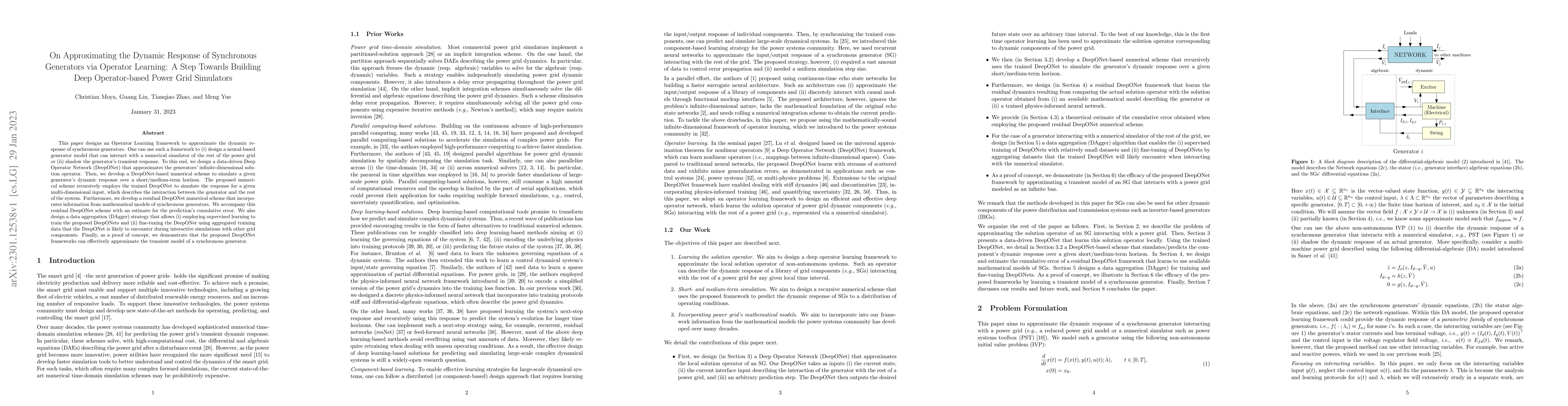 Thumbnail for On Approximating the Dynamic Response of Synchronous Generators via
  Operator Learning: A Step Towards Building Deep Operator-based Power Grid
  Simulators