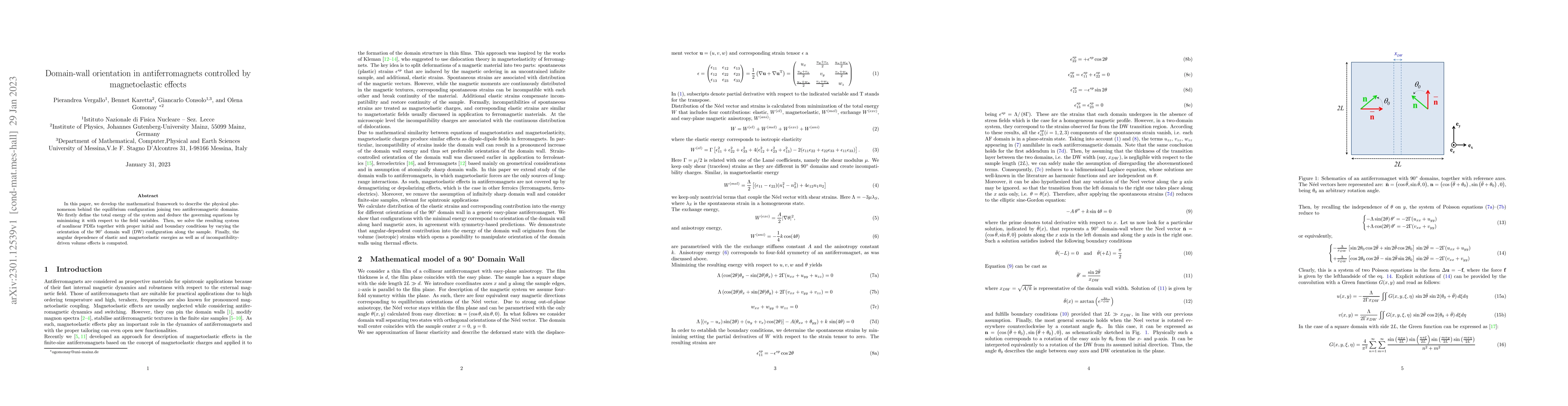 Thumbnail for Domain-wall orientation in antiferromagnets controlled by magnetoelastic
  effects