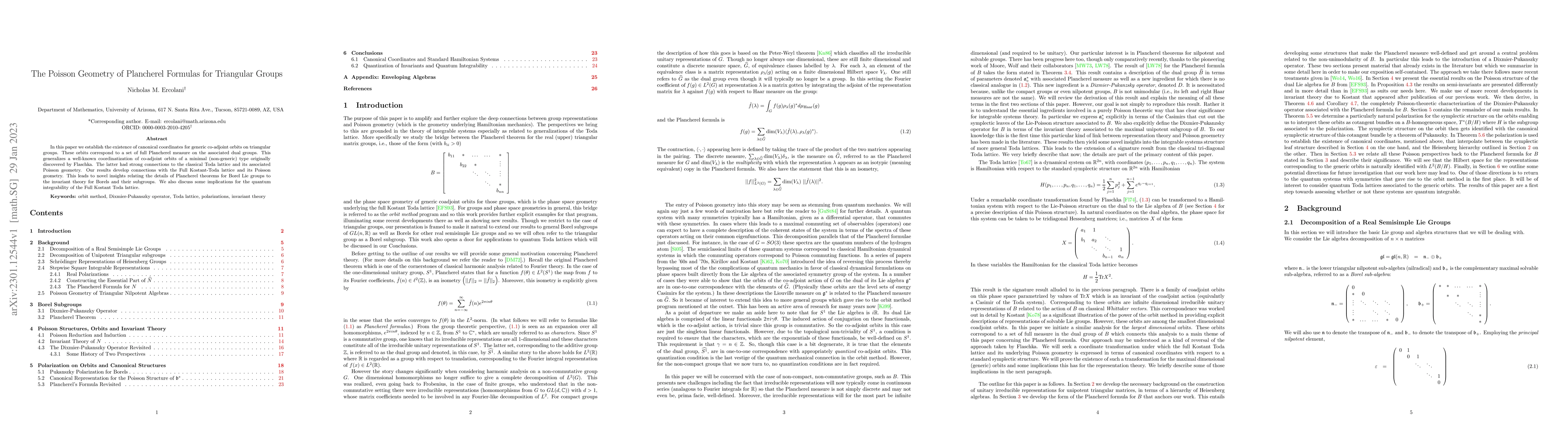 Thumbnail for The Poisson Geometry of Plancherel Formulas for Triangular Groups