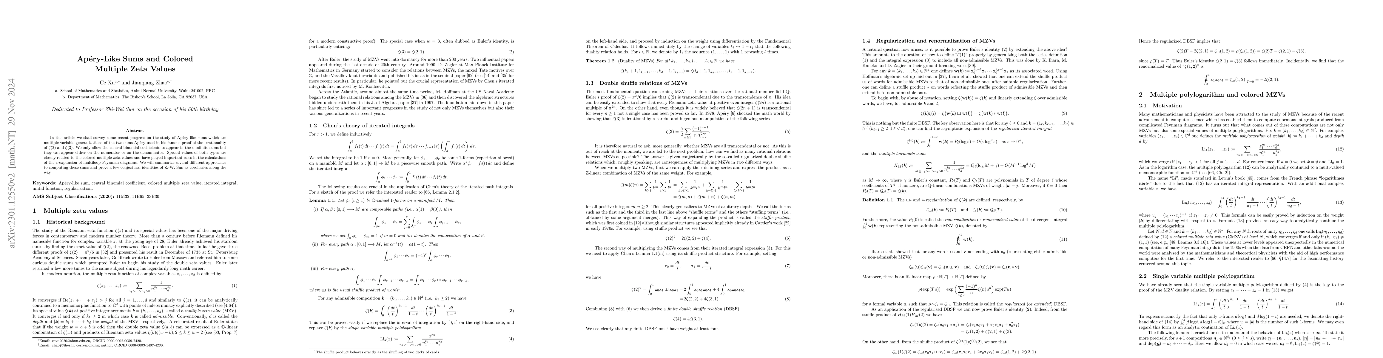 Thumbnail for Ap\'ery-Like Sums and Colored Multiple Zeta Values