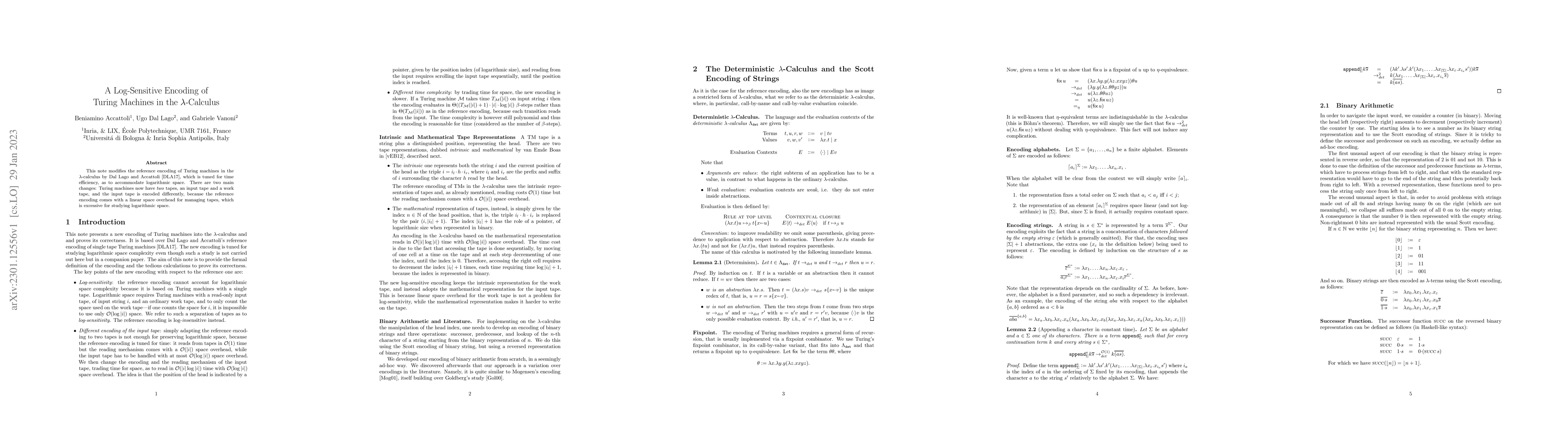 Thumbnail for A Log-Sensitive Encoding of Turing Machines in the $\lambda$-Calculus