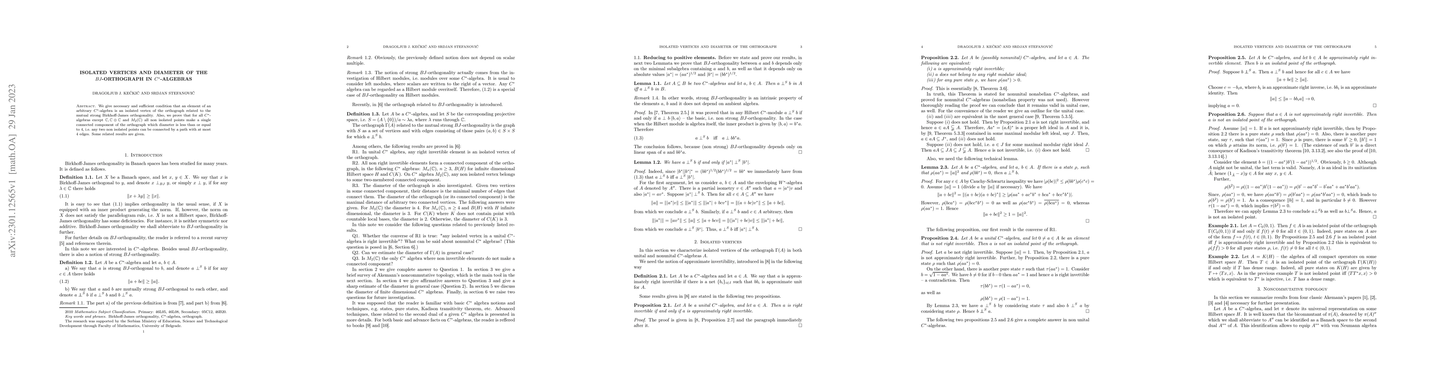 Thumbnail for Isolated vertices and diameter of the $BJ$-orthograph in $C^*$-algebras