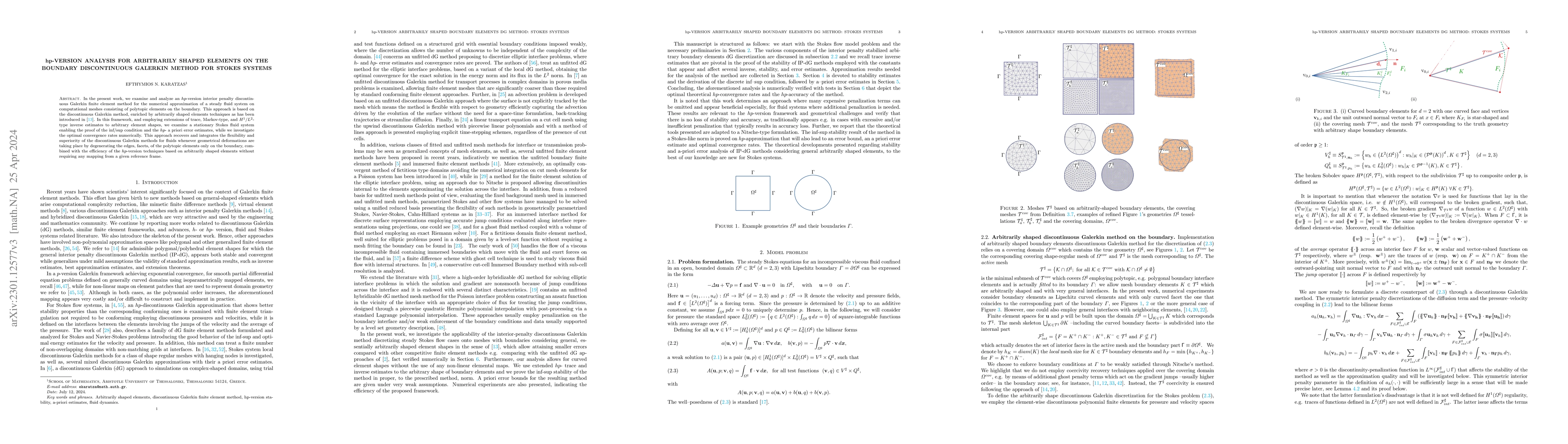 Thumbnail for hp-version analysis for arbitrarily shaped elements on the boundary
  discontinuous Galerkin method for Stokes systems