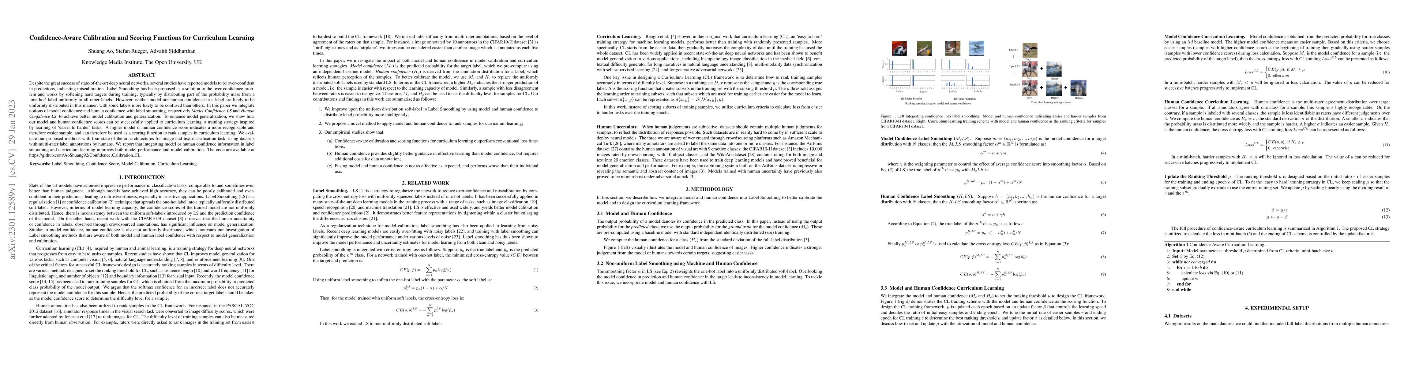 Thumbnail for Confidence-Aware Calibration and Scoring Functions for Curriculum
  Learning